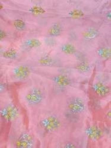 Pink Color Cotton Designer Elegant Look Embroidered Fabric