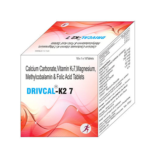 Drivcal-k2 7 Calcium Ct Malate, Vitamin K27 And D3, Methylcobalamin, Folic Acid Tablets