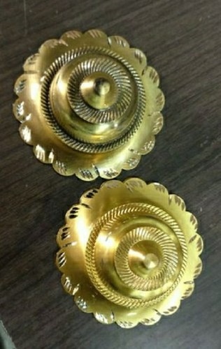 White Flower Brass Door Hardware, Polished