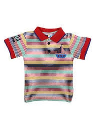 Soft Smooth Classic Collar Neck Short Sleeves Strip Cotton Baby T-Shirt