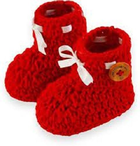 Red Baby Handmade Comfortable Woolen Shoes