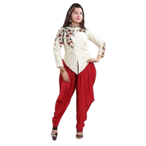 Indian Ladies White And Red Color Western Wear