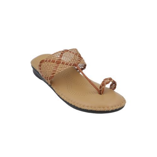 Extra Soft Medicated Ladies Synthetic Leather Sandal Drs 01 / Tan 41