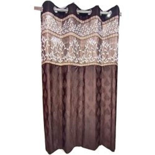 Anti-Bacteria Washable Coffee Brown Polyester Embroidered Curtain For Home And Hotel