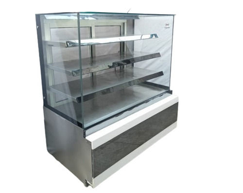 Sliver 4 Foot Polished Finished Rectangular Stainless Steel And Glass Display Counter