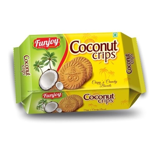 Coconut Biscuit - 100% Pure, Vegetarian, Eggless, A Grade, Round Shape, Crispy Texture, Sweet Taste, 9.65% Fat Content | Family Pack, Single Package, Ideal for Home, Hotel, Restaurant