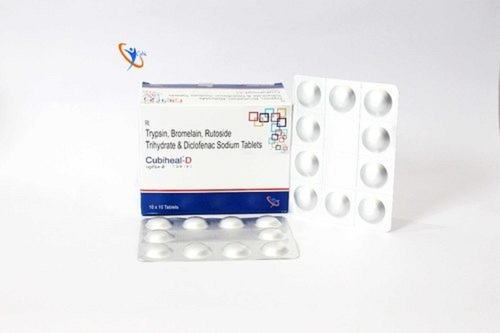 Cubiheal-D - Oral Painkiller Tablet, 10x10 Blister Pack | Contains Trypsin, Bromelain, Rutoside Trihydrate, Diclofenac Sodium for Adult Use
