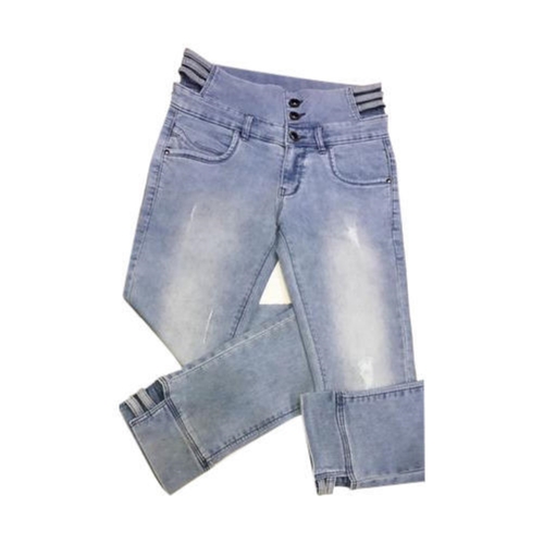 Grey Color Fancy Denim Jeans For Ladies