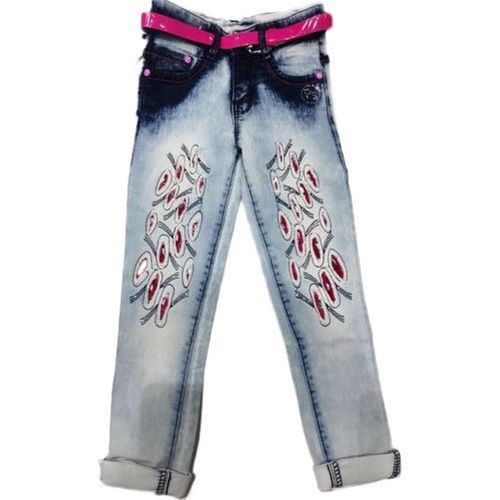 Rayon Light Grey Color Denim Jeans For Girls