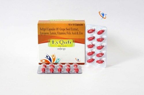 Lyqub Grape Seed Extract, Lycopene, Lutein, Vitamins, Folic Acid And Zinc Softgel Capsules