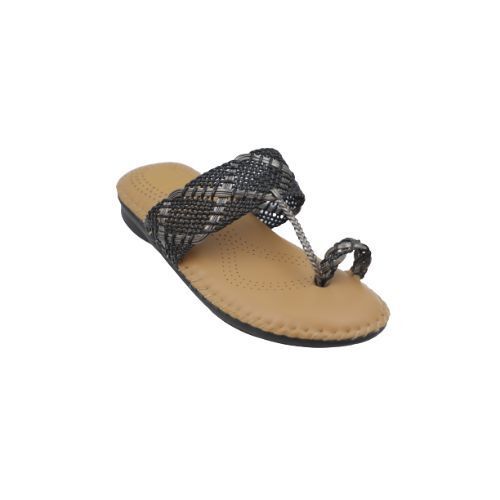 Extra Soft Medicated Ladies Synthetic Leather Sandal Drs 01 / Black 39