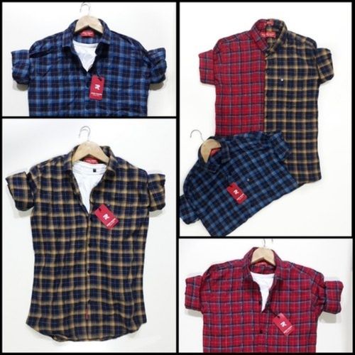 Multi Color Mens Casual Checked Shirt