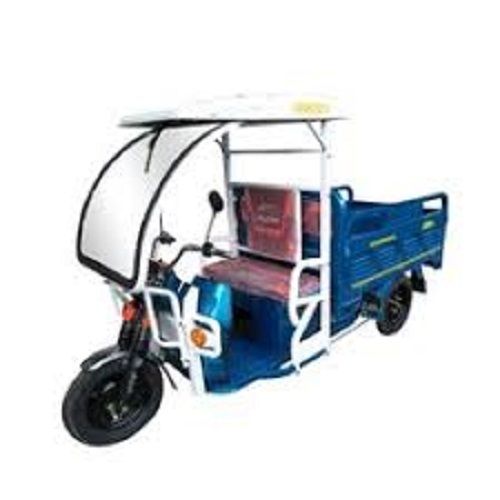 Six Seater Three Wheeler Large Space Blue And White Battery Operated E Rickshaw