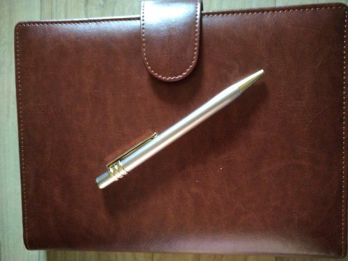 Black-Gold Hard Bound Single Line Organiser Notebook With Pen, For Office