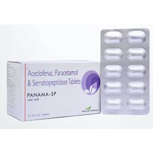 Tablets Panama-Sp Aceclofenac, Paracetamol And Serratiopeptidase Tablet, 5X10 Blister Pack