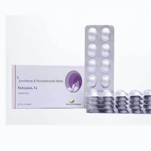 PANAMA-T4 Aceclofenac And Thiocolchicoside Tablet, 10x10 Alu Alu