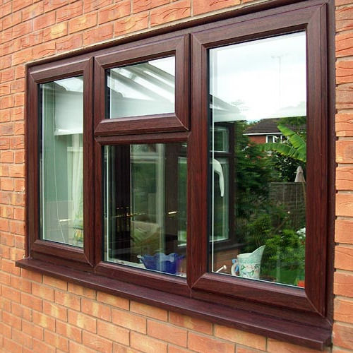 Blue Casement Upvc Outdoor Window, 12 Mm Glass Thickness