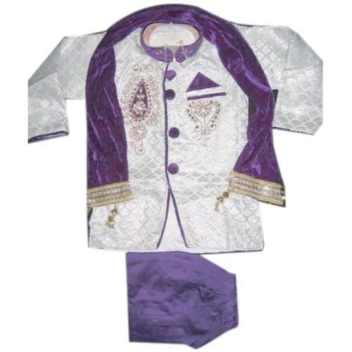 Purple and Off White Color Indo Western Sherwani