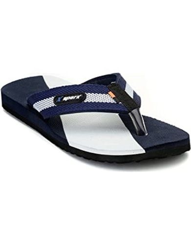 Blue & White Men Flexible Rubber Flip Flops Slippers