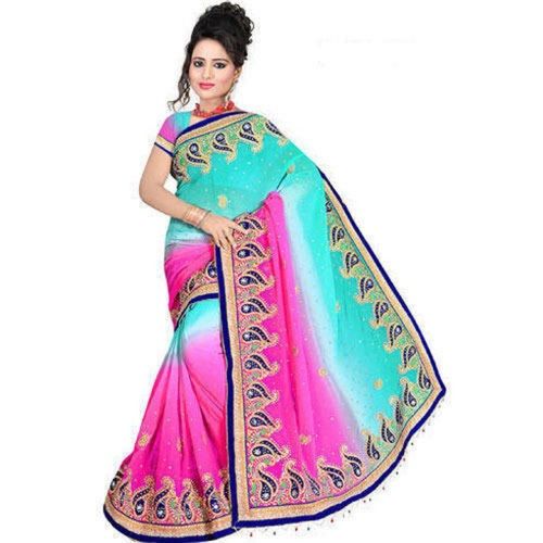 Multicolor Chiffon Fabric Stylish Designer Saree