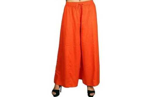 Orange Plain Cotton Palazzo