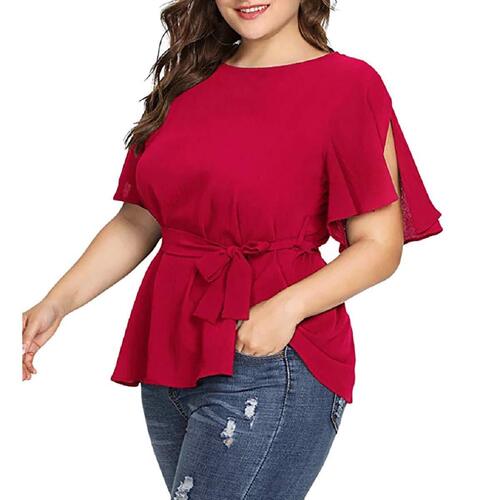 Comfortable Skin Friendly Anti Wrinkle Anti Shrink Eco Friendly Red Ladies Top