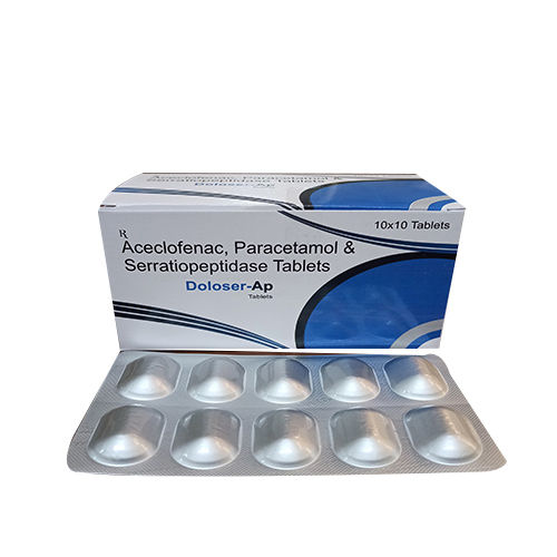 Doloser-Ap Aceclofenac, Paracetamol And Serratiopeptidase Tablets, 10X10 Alu Alu Cas No: 1758-25-4