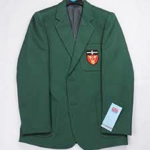 Green Notched Lapel Full Sleeves Unisex Plain School Uniform Blazers