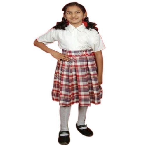 Silver Multi Color Girls School Uniform