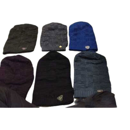 Silver Multi Color Mens Winter Wool Cap