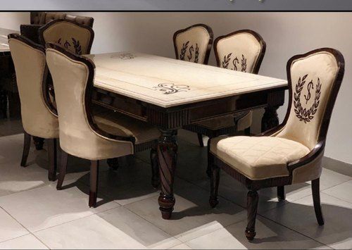 Teak Wood 6 Seater Dining Table Set