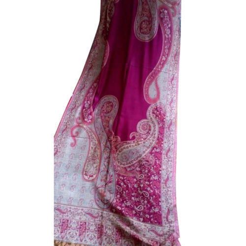 Blue Pink Color With White Embroidery Stole 