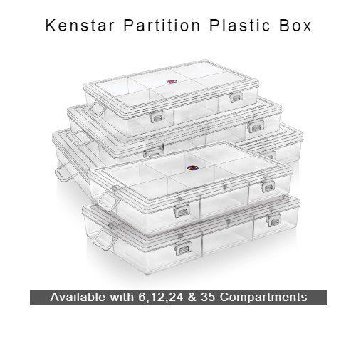 Light Weight Transparent Plastic Partition Box With 6 to 35 Compartments