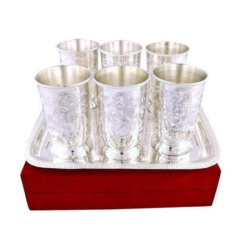 Light Weighted Corrosion Resistant Leakproof Round Silver Water Glass Set