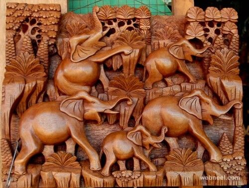 Wooden Elephant Art Craft For Home Decoration