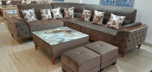 Wooden,Rexine Modern L Shape Sofa Set