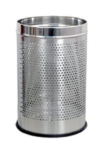 Black 10 Inch Modern Polished Easily Movement Stainless Steel Perforated Dustbin 