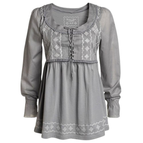 Casual Wear Full Sleeved Printed Top For Women In Grey Colour Lightweight And Easy To Wash Application: Industrial