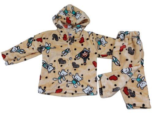 Casual Wear Printed Pattern Kids Boy Kids Velvet Hoodie Pajama Suits