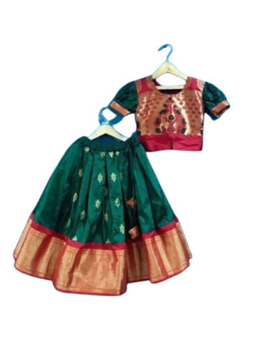 Embroidered Short Sleeve Round Neck Party Wear Kids Lehenga Choli