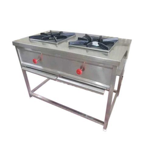 45x32x24 Inch Flour Mount Stainless Steel Commercial Two Burner Gas Stove