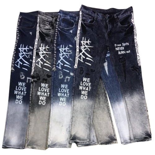 Causal Wear Printed Mens Denim Jeans