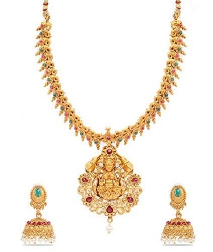 Golden Designer And Imitation Skin Friendly Gorgeous Party Wear Necklace Set