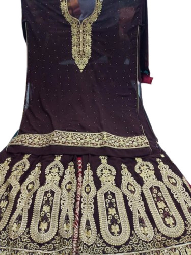 Embroidered Georgette Palazzo Suit Set - 3/4th Sleeves, Lightweight Fabric | Breathable, Quick Dry, Machine Washable, Available in Multiple Sizes