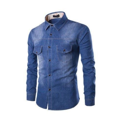 Full Sleeve Denim Shirts For Mens - Collar Style: Classic