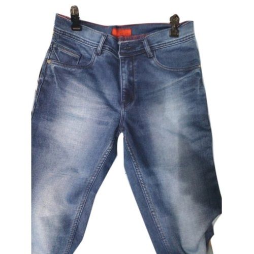 Plain Dyed Regular Fit Monkey Design Denim Jean For Men Easy To Wash