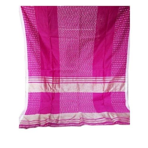 Pink Embroidered Thread Work Comfortable Ladies Casual Wear Silk Cotton Saree