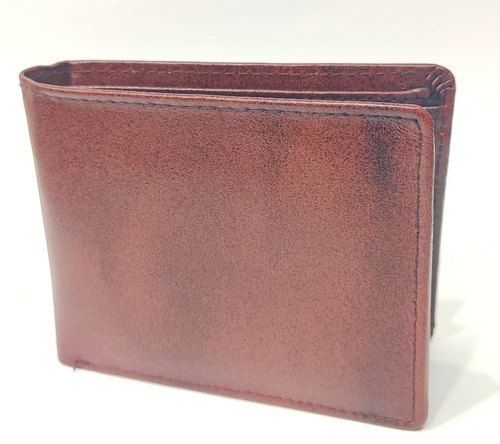 Brown 3.6 X 4.6 Inches Size Bi Fold Men'S Leather Wallet With 5 Card Slots