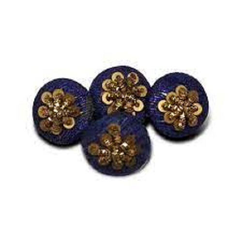 Cloth Button - Fabric, Size 10, Round Blue Snap Button, Flatback Style, Easy to Use with Bead Closure, Lightweight & Crack Resistant