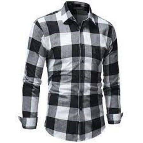Men Breathable Casual Wear Full Sleeves Collar Neck Cotton Check Shirt